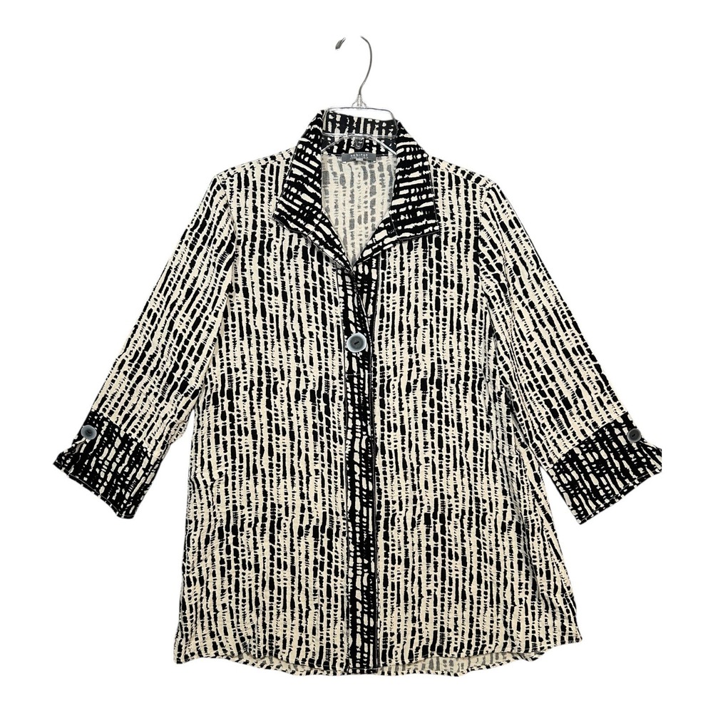 Habitat Clothes to Live in Top Small Abstract Tunic black & white Button - Picture 2 of 15